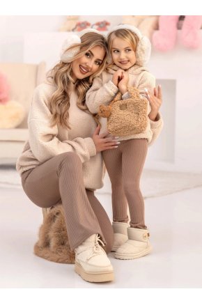 Set mikiny a nohavíc pre mamu a dcéru Chelsie béžová kópia