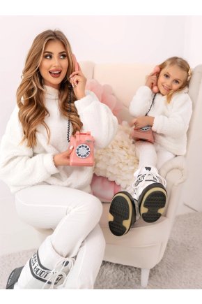 Set mikiny a nohavíc pre mamu a dcéru Chelsie smotanová 4 kópia