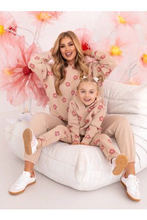Set teplákových súprav pre mamu a dcéru Melissa ružové kvety kópia