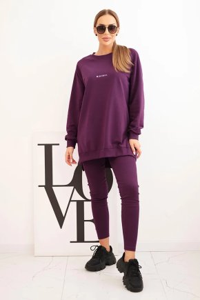 Súprava mikiny a legín Minimal Damsky bavlneny komplet s mikinou a leginami s napisom Minimal slivkovy 34851 1 kópia