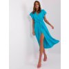 Midi šaty s preloženým dekoltom Niebieska sukienka z falbankami przy rekawach 399777 6