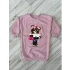 Predĺžená mikina Teddy Bear - púdrová ružová