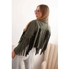 Semišová bunda so strapcami khaki 33297 3 kópia
