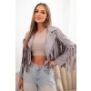 Semišová bunda so strapcami siva 33299 1 kópia