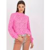 Sveter s pleteným vzorom Trixy Rozowy azurowy sweter klasyczny z welna RUE PARIS 386655 3