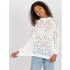 Sveter s pleteným vzorom Trixy Bialy azurowy sweter klasyczny ze stojka RUE PARIS 386641 3