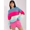 Oversize sveter Helen Hurt Niebiesko fluo rozowy sweter oversize z welna 399196 3