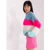 Oversize sveter Helen Hurt Niebiesko fluo rozowy sweter oversize z welna 399196 4