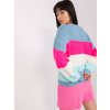 Oversize sveter Helen Hurt Niebiesko fluo rozowy sweter oversize z welna 399196 6
