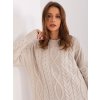 Pletené šaty Alexa Hurtownia Jasnobezowa sukienka oversize z dzianiny w warkocze RUE PARIS 404648 6