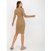 Priliehavé basic šaty Hurtownia Camelowa dopasowana sukienka basic w prazki z okraglym dekoltem 389653 5