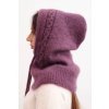 Čiapka kapucňa:kuklaCzapka s kapucnou pre zeny s viazanim a vrkocovym vzorom fialova 36016 2 kópia