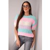 Pruhovaný sveter s krátkym rukávomDamsky sveter s dierkovanim v farebnych pruhoch s kratkym rukavom matovy 38344 1 kópia