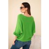 Sveter so širokými rukávmiDamsky sveter typu netopier s okruhlym vystrihom zeleny 38358 2 kópia