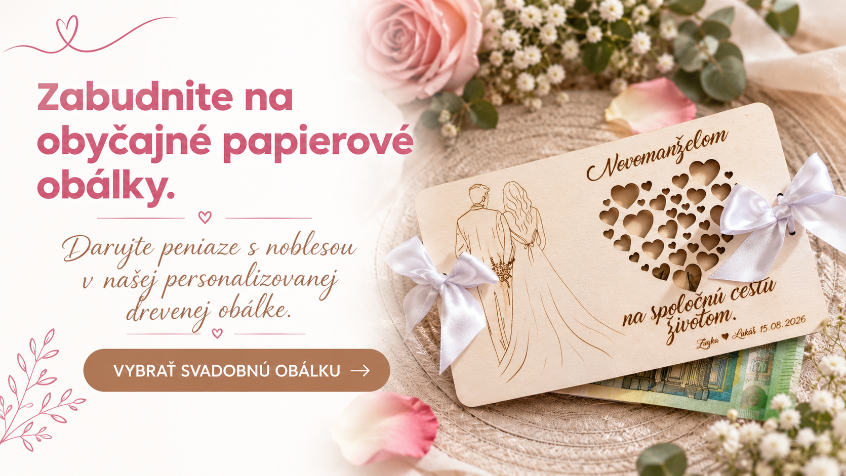 Personalizovaná svadobná obálka