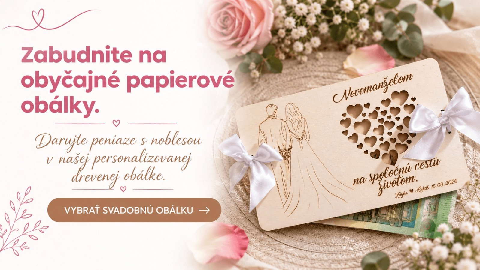 Personalizovaná svadobná obálka