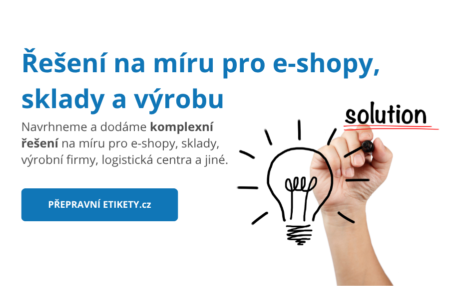 Řešení na míru pro e-shopy, sklady, výrobu a logistiku v oblasti čárových kódů, etiket, tiskáren, snímačů, mobilních terminálů, tiskového řešení a řízení skladů.
