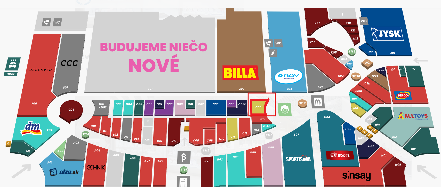 OC Centro – plánek