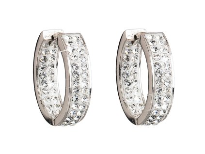 Strieborné náušnice kruhy s krištáľmi Swarovski biely kruh 31120.1