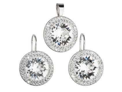 Sada šperkov s krištáľmi Swarovski náušnice a prívesok biele okrúhle 39108.1