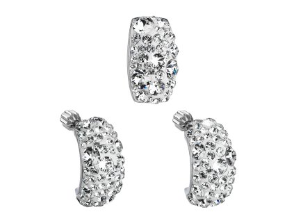 Sada šperkov s krištáľmi Swarovski náušnice a prívesok biely obdĺžnik 39116.1