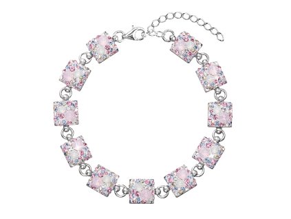 Strieborný náramok so Swarovski krištáľmi ružový 33047.3