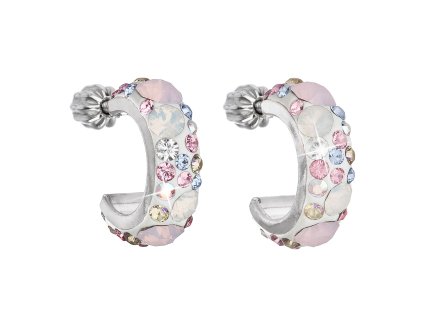Strieborné náušnice kruhy s krištáľmi Swarovski ružový polkruh 31118.3 Rose