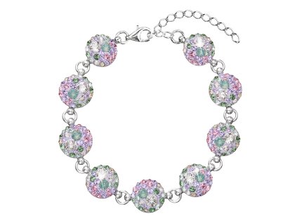 Strieborný náramok so Swarovski krištáľmi mix farieb 33048.3 sakura