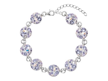Strieborný náramok so Swarovski krištáľmi fialový 33048.3