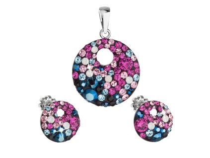 Sada šperkov s krištáľmi Swarovski náušnice a prívesok mix farieb okrúhle 39148.4
