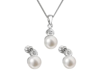 Perlová súprava vrátane retiazky z riečnych periel biela 29001.1