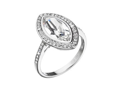 Strieborný prsteň s krištáľmi Swarovski biely ovál 35050.1