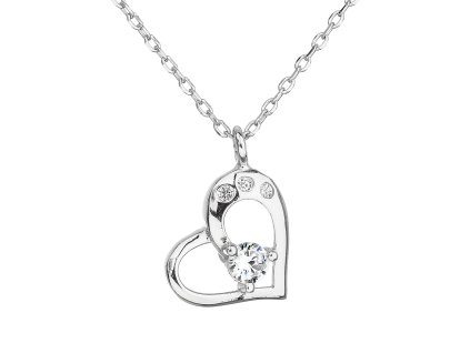 Strieborný náhrdelník so zirkónom biele srdce 12022.1