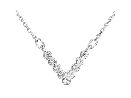 Strieborný náhrdelník so zirkónom v bielej farbe 12025.1