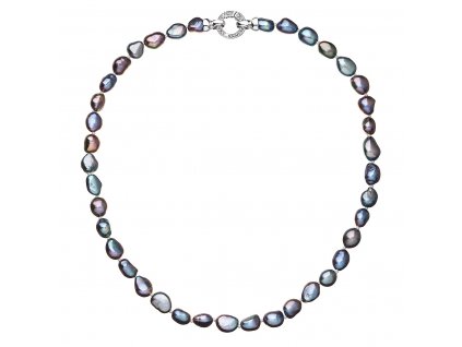Perlový náhrdelník z pravých riečnych perál modrý 22027.3