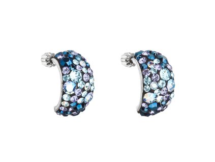 Strieborné náušnice s krištáľmi Swarovski modré polkruh 31164.3 blue style