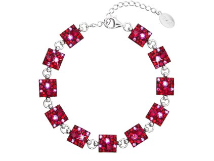 Strieborný náramok so Swarovski krištáľmi červený 33047.3 cherry