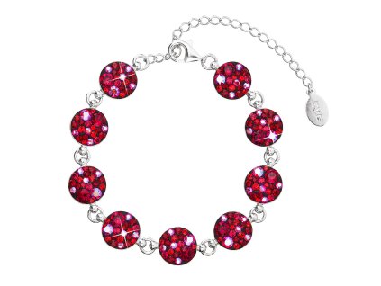 Strieborný náramok so Swarovski krištáľmi červený 33048.3 cherry