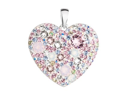Strieborný prívesok s krištáľmi Swarovski mix farieb srdce 34243.3 magic rose