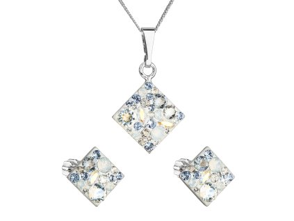 Sada šperkov s krištáľmi Swarovski náušnice a prívesok mix farieb kosoštvorec 39126.3 light sapphire