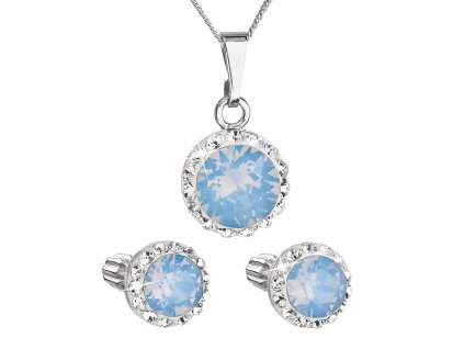 Sada šperkov s krištáľmi Swarovski náušnice,retiazka a prívesok modré opálové 39352.7