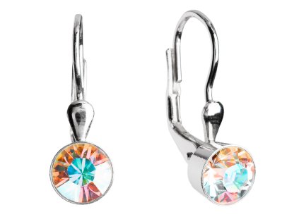 Strieborné náušnice visiace s krištálmi ab efekt okrúhle 31112.2