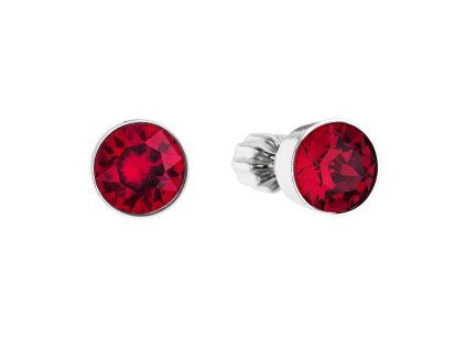 Strieborné náušnice kôstka s krištálmi červené okrúhle 31113.3 ruby