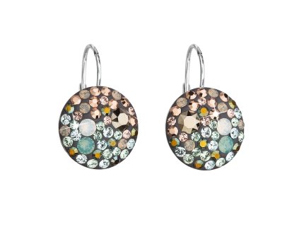 Strieborné náušnice visiace s krištálmi Swarovski mix farieb okrúhle 31176.4 chameleon