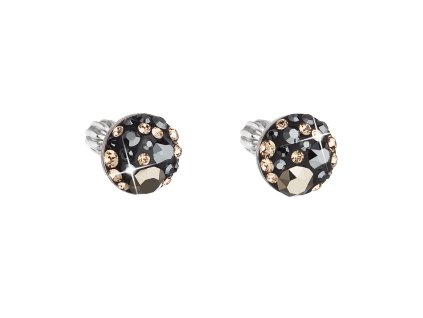 Strieborné náušnice kôstky s krištálmi Swarovski mix farieb okrúhle 31336.4 colorado