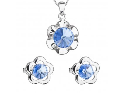 Sada šperkov s krištálmi Swarovski náušnice,retiazka a prívesok modrá kytička 39173.3