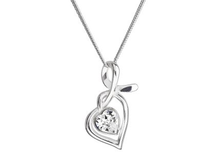 Strieborný náhrdelník so Swarovski krištáľmi srdce biele 32071.1