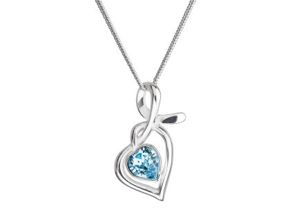 Strieborný náhrdelník so Swarovski krištáľmi srdce modré 32071.3