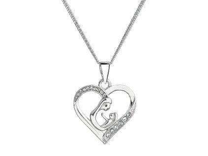 Strieborný náhrdelník matka a dieťa so Swarovski biely 32073.1