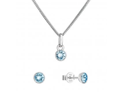 Sada šperkov s krištáľmi Swarovski náušnice, retiazka a prívesok modré 39177.3 aqua